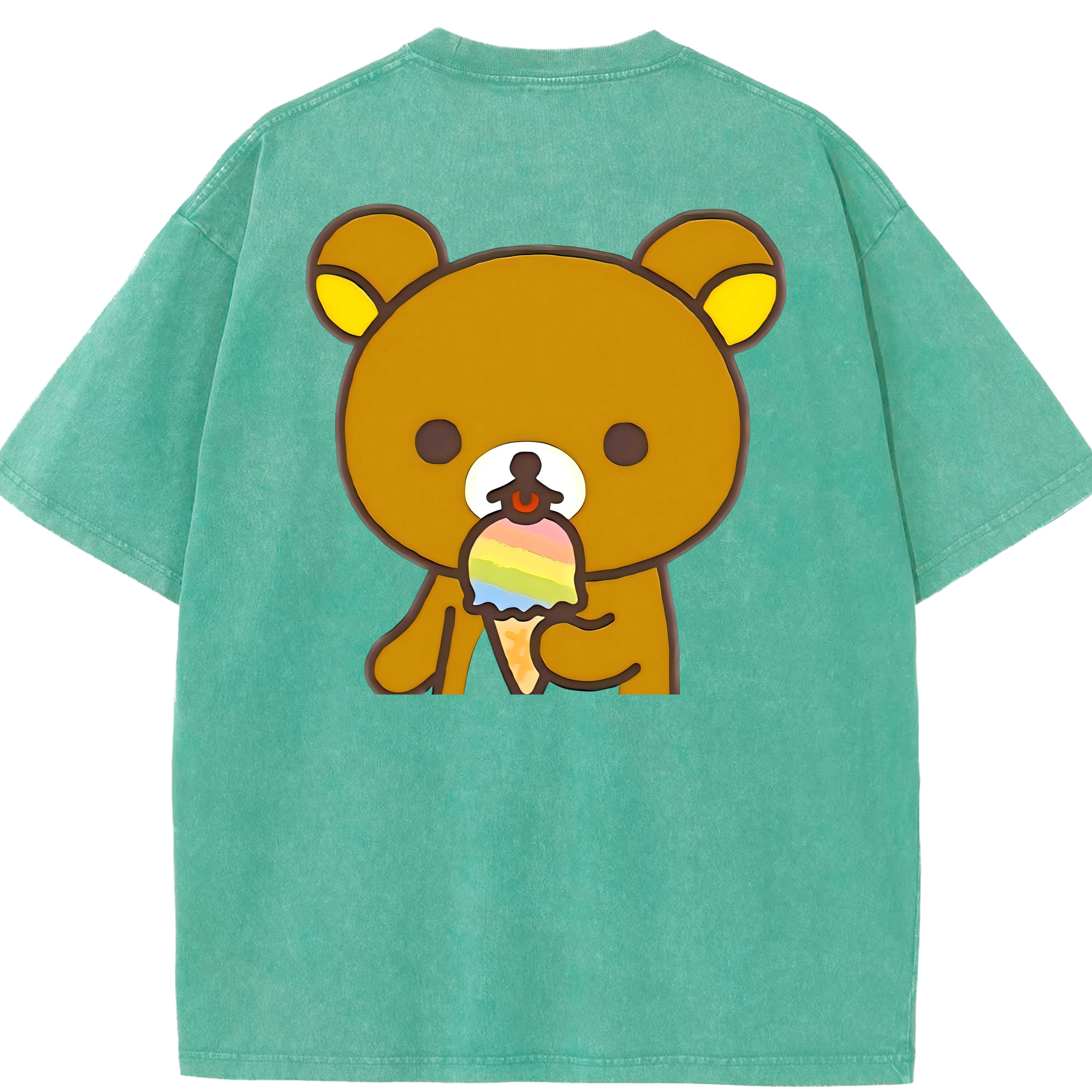 （画像用） リラックマ リラックマ キイロイトリ Rilakkuma Korilakkuma Kiiroitori 綿100% ヴィンテージ風 半袖Tシャツ（背面プリント）